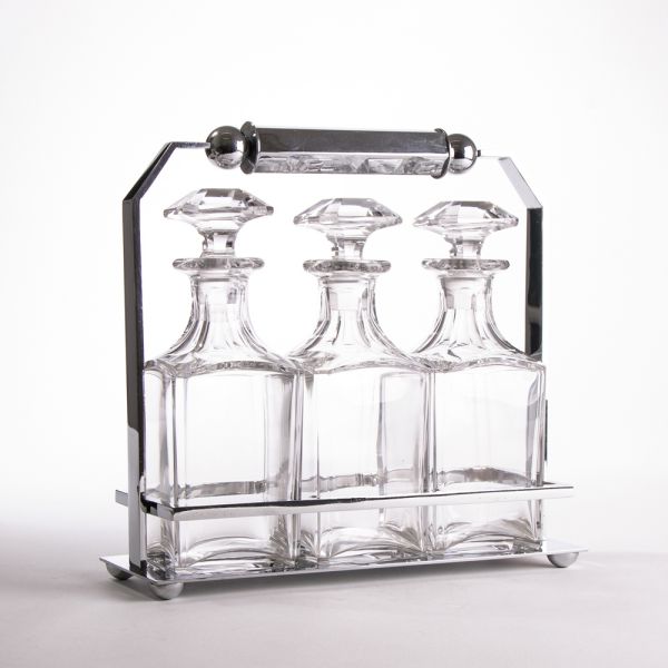 French Art Deco Jacques Adnet Crystal Decanter Set c.1930